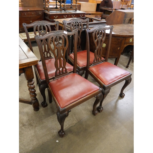 228 - A set of four Chippendale style mahogany dining chairs