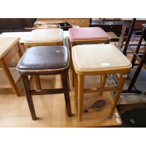 269 - Four beech school laboratory stools