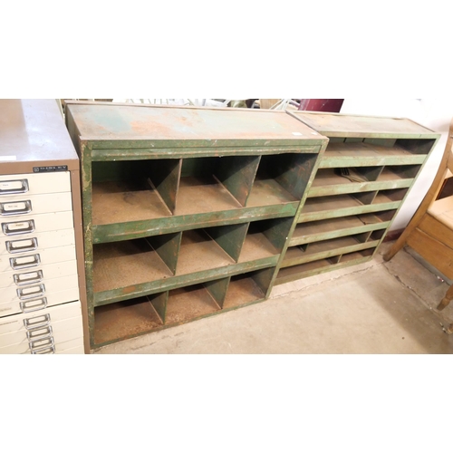 279 - Two industrial green metal cabinets