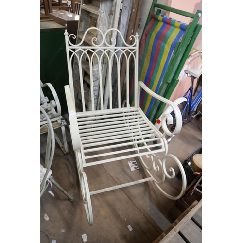 304 - A metal garden rocking chair