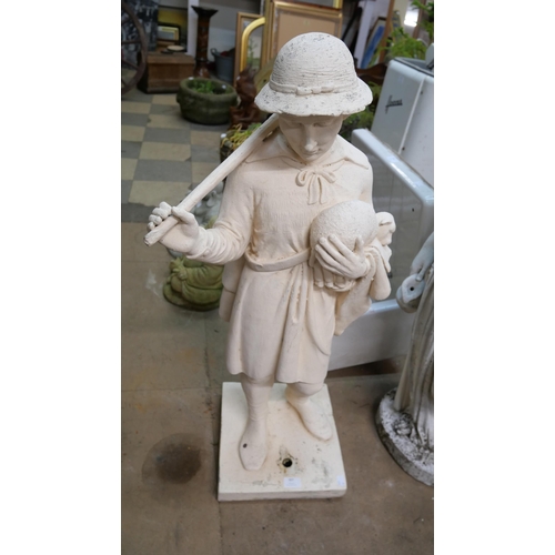 307 - A plaster figure of a girl and lamb