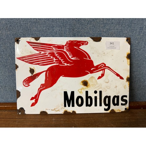 341 - An enamelled Mobilgas advertising sign