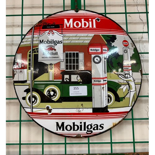 355 - An enamelled Mobil Gas sign