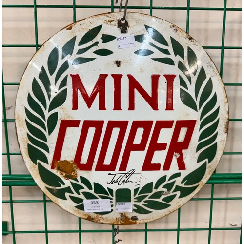 358 - An enamelled Mini Cooper sign