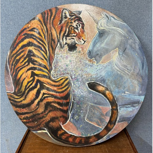 359 - Clare Bentley Smith, Poshfruit , Save The Wild Tiger, mixed media on board