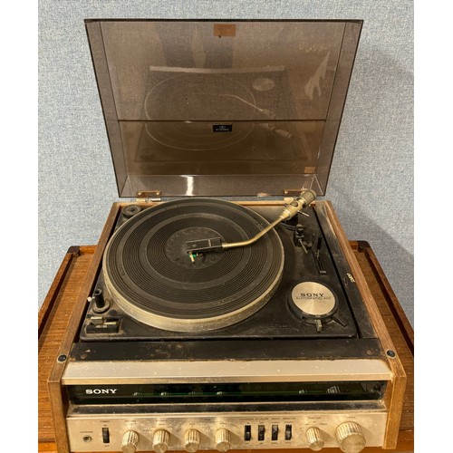 363 - A Vintage Sony Automatic 400 stereo music system HP511 record player/turntable/tuner and two speaker... 