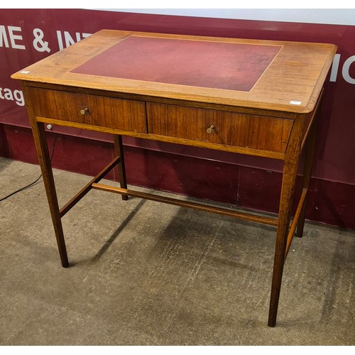 1 - A Fyne Ladye afromosia two drawer desk, designed by Richard Hornby and retailed by Heals