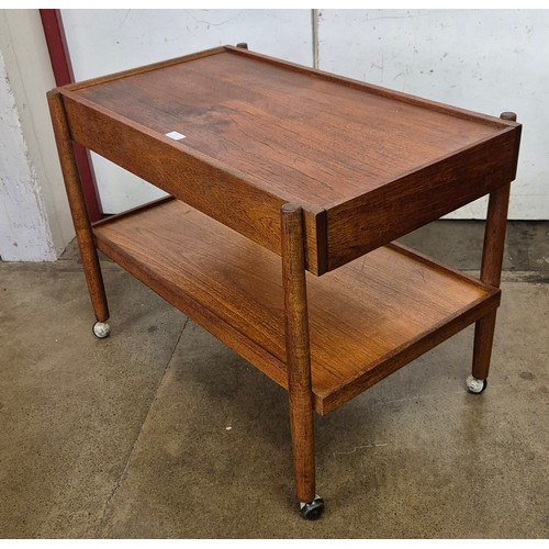 35 - A Danish teak two drawer cocktail trolley