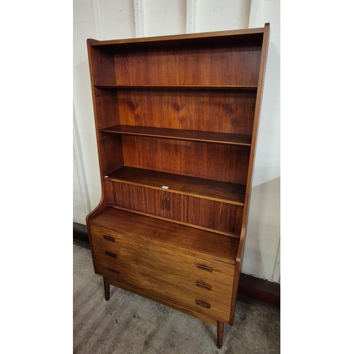 53 - A Danish Borge Mogensen teak tambour front secretaire bookcase