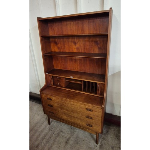 53 - A Danish Borge Mogensen teak tambour front secretaire bookcase