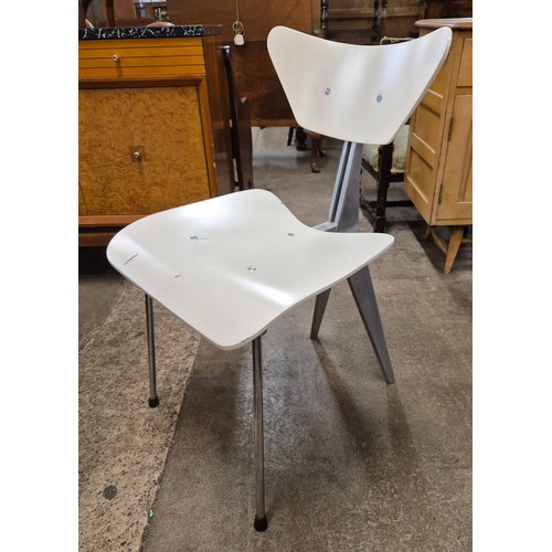 112 - A Michael Scott style chrome and white bent ply wood desk chair