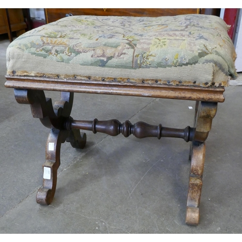 A Victorian mahogany x-frame stool