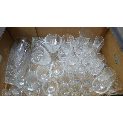 1000 - A box of mixed crystal and glass including two decanters and Julia Poland lead crystal vase **PLEASE... 