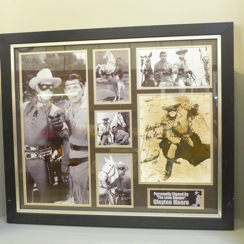 609 - Clayton Moore, Lone Ranger autograph display with Rutland Autographs AFTAL registered C.O.A.