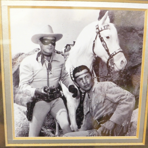 609 - Clayton Moore, Lone Ranger autograph display with Rutland Autographs AFTAL registered C.O.A.