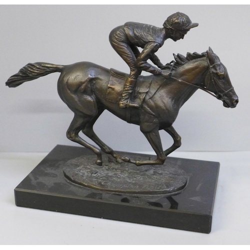 A bronze model of Lester Piggott on Nijinsky, modelled by David Cornell ...