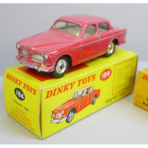 658 - Three Dinky Toys die-cast model vehicles, Volvo 122S 184, Mercedes-Benz 237 and Vanwall Racing Car 2... 