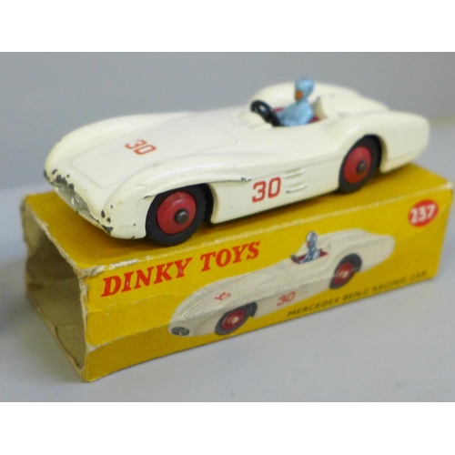 658 - Three Dinky Toys die-cast model vehicles, Volvo 122S 184, Mercedes-Benz 237 and Vanwall Racing Car 2... 