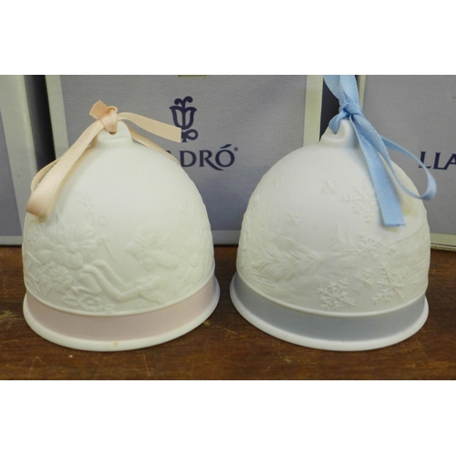 669 - Fourteen Lladro anniversary bells, most in original boxes, 1990 onwards