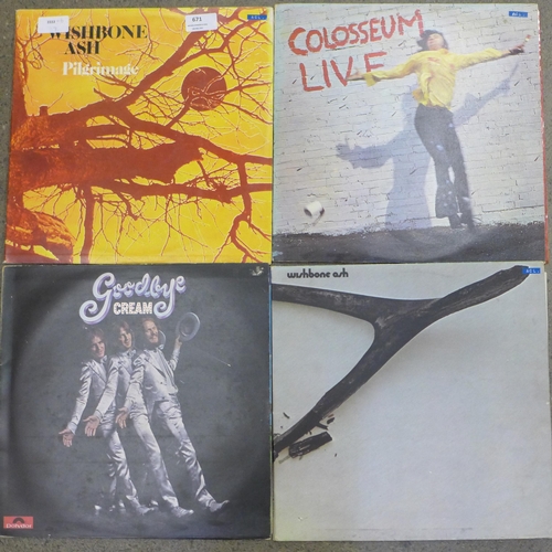 671 - Two Wishbone Ash, Colosseum and Cream LP records (4)