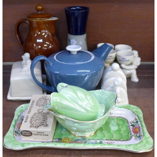 673 - A collection of Lurpak table wares, a Denby coffee pot, a Poole pottery teapot, a Langley vase and a... 