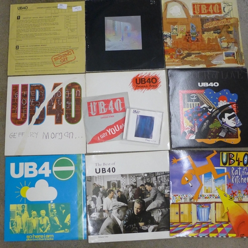 694 - A collection of nine UB40 LP records, two 12