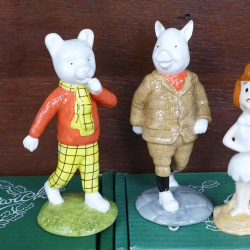 695 - A collection of Beswick figures; Rupert Bear, Podgy Pig, Fly Fishing, Droopy, Wilma Flintstone and E... 