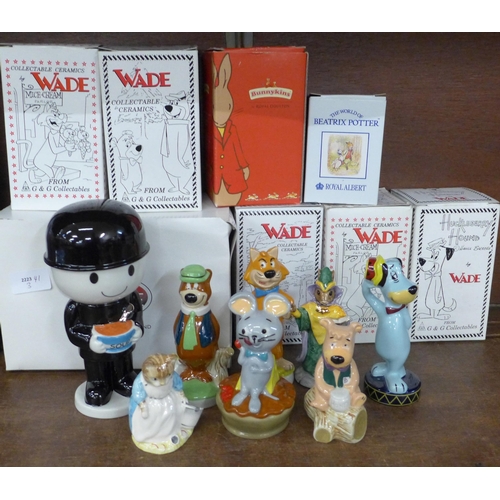 699 - A collection of Wade figures, Souper Fred, Pixie, Huckleberry Hound, Yogi Bear, Boo Boo and Mr Jinks... 