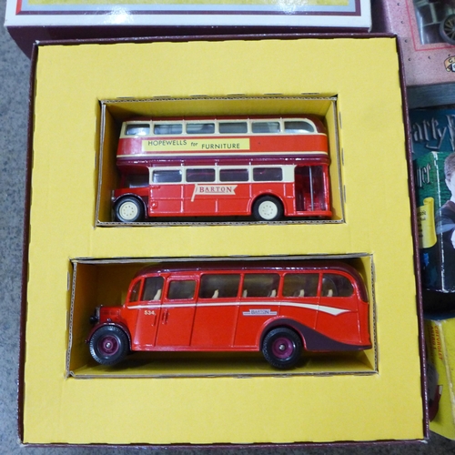 702 - A collection of die-cast buses and vehicles including Corgi, some boxed