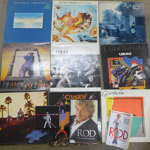 710 - Rod Stewart, Spandau Ballet, Queen, UB40 and other LP records, books and a Rod Stewart CD