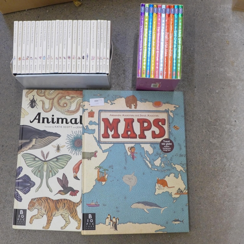 713 - Two children's book sets; Beatrix Potter Peter Rabbit and Friends and RSPCA, two hardback books, Map... 