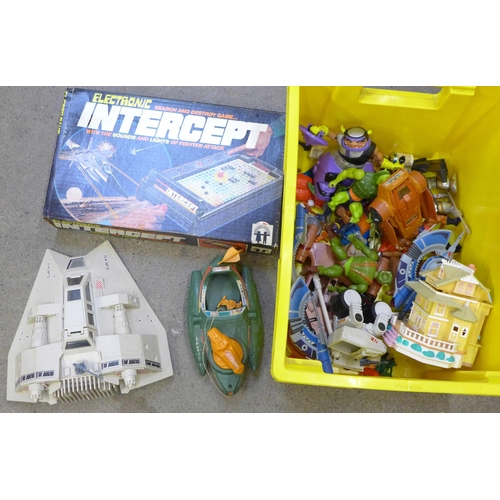 716 - Star Wars toys, an electronic Intercept Search and Destroy game and other toy figures