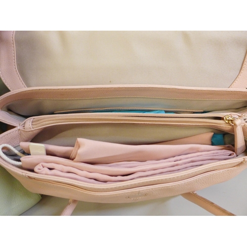 727 - Two Radley pink and pistachio handbags, both with dust bags