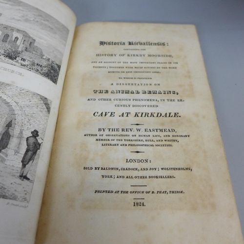 731 - Three volumes; History of Pontefract, B. Boothroyd 1807, with five plates, ¼ brown calf, Historia Ri... 