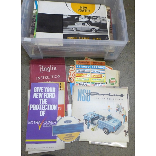 739 - Car brochures, booklets and stickers, 1960s and 1970s