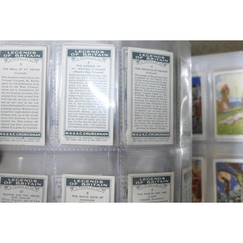 745 - Three albums of cigarette cards and silks including John Players, Ogdens, Kensitas, Gallaher and oth... 