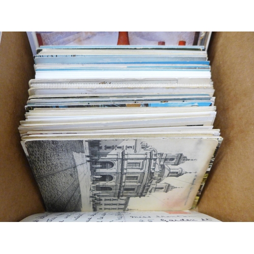 748 - Postcards; a box of postcards, vintage to modern