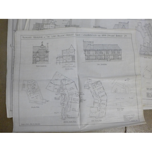 749 - A collection of architect's plans for Loughborough hostelries, 1922-34 including The Lord Nelson, Bu... 