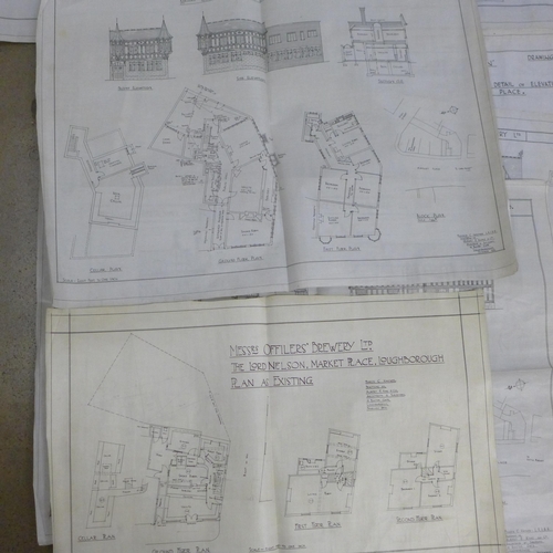 749 - A collection of architect's plans for Loughborough hostelries, 1922-34 including The Lord Nelson, Bu... 