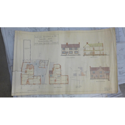 749 - A collection of architect's plans for Loughborough hostelries, 1922-34 including The Lord Nelson, Bu... 