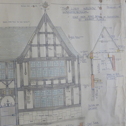 749 - A collection of architect's plans for Loughborough hostelries, 1922-34 including The Lord Nelson, Bu... 