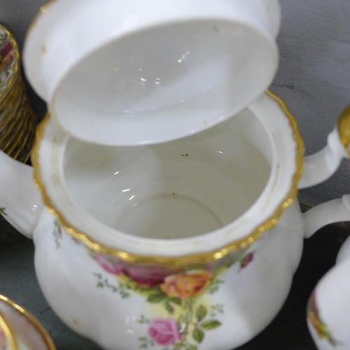 753 - A collection of Royal Albert Old Country Roses tea and coffee wares (coffee pot and milk jug a/f) **... 