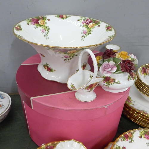 754 - Royal Albert Old Country Roses dinnerwares including seven dinner, twelve side and sixteen tea plate... 