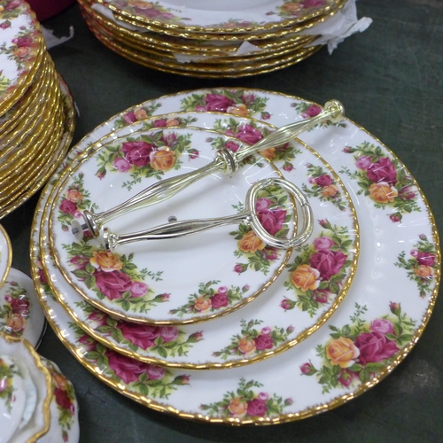 754 - Royal Albert Old Country Roses dinnerwares including seven dinner, twelve side and sixteen tea plate... 