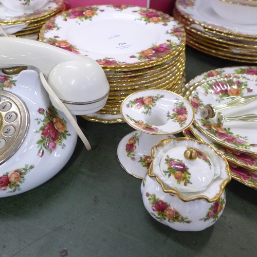 754 - Royal Albert Old Country Roses dinnerwares including seven dinner, twelve side and sixteen tea plate... 