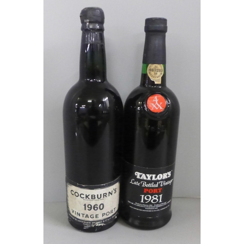 762 - Two bottles of vintage Port, Cockburn's 1960 and Taylor's 1981 **PLEASE NOTE THIS LOT IS NOT ELIGIBL... 