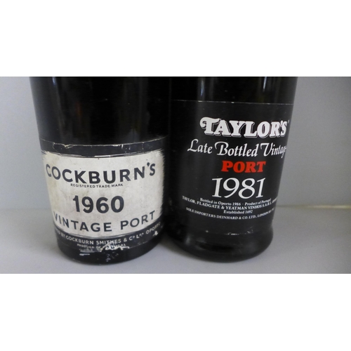 762 - Two bottles of vintage Port, Cockburn's 1960 and Taylor's 1981 **PLEASE NOTE THIS LOT IS NOT ELIGIBL... 