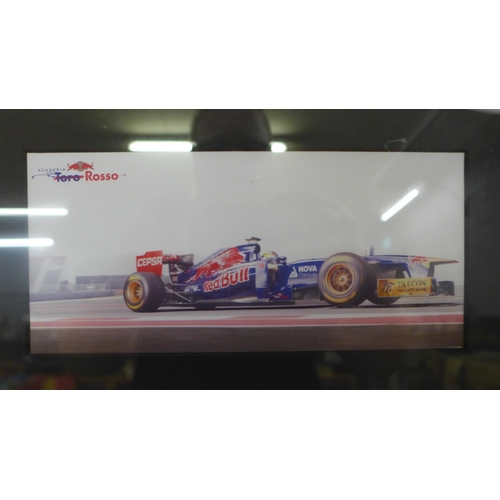 774 - Three motor racing autograph displays, Jean-Eric Vergne, Mark Webber and Kimi Räikkönen, each with C... 