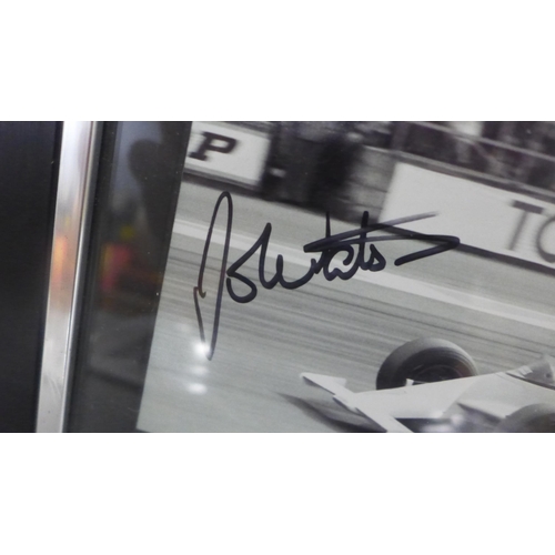 776 - Three motor racing autograph displays, Jack Brabham, John Watson and Sebastian Vettel, each with C.O... 