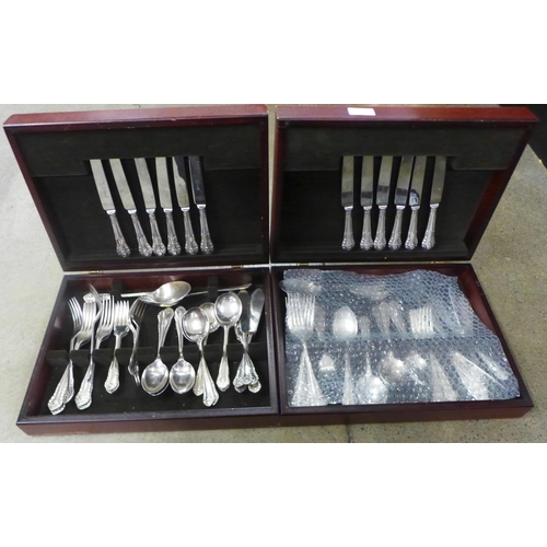 777 - Two canteens of Sheffield plate cutlery